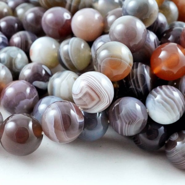 Botswana Agate Beads (Round)(Smooth)(4mm)(6mm)(8mm)(10mm)(12mm)(16"Strand)