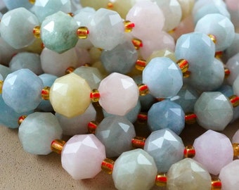 Aquamarine/Morganite Mix Beads (Rondelle)(Triangle-Faceted)(10x8mm)(15.5"Strand)