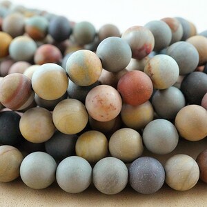 Polychrome Jasper Beads (Round)(Matte)(6mm)(8mm)(16&quot;Strand)