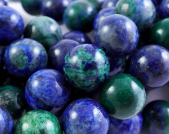 Perles de malachite azurite (rondes) (lisses) (4 mm) (6 mm) (8 mm) (10 mm) (12 mm) (16 po.)