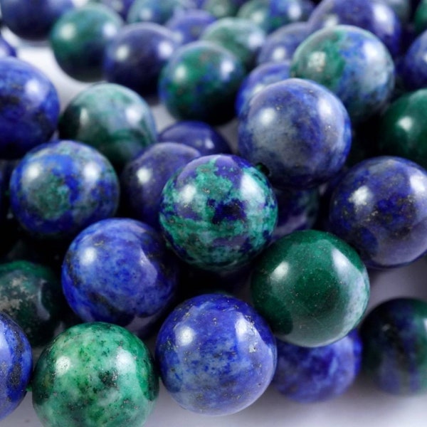 Azurite Malachite Beads (Round)(Smooth)(4mm)(6mm)(8mm)(10mm)(12mm)(16"Strand)