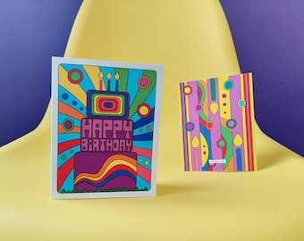 Groovy Psychedelic Birthday Card: 60s Hippie Art