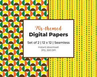 70s Groovy Digital Paper: Seamless Scrapbook Patterns (Digital Download)