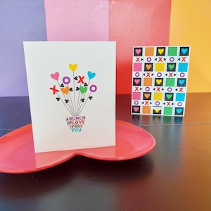 Cartão de Dia dos Namorados A Bunch of Love | Cartão de Amor com Corações de Arco-Íris | Cartão de Saudação de Dia dos Namorados com Flores de Coração | Cartão de Buquê Colorido