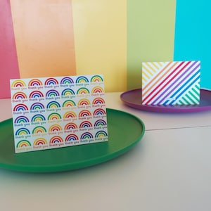 Tarjeta de felicitación arcoíris / Tarjeta de agradecimiento arcoíris / Tarjeta de rayas arcoíris / Nota de agradecimiento colorida / Tarjeta de felicitación de agradecimiento multicolor