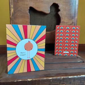 Tarjeta de felicitación vegana / Tarjeta de felicitación de pollo / Tarjeta de animal de granja / Tarjeta de diseño retro / Tarjeta de protección animal / Tarjeta vegana para los animales