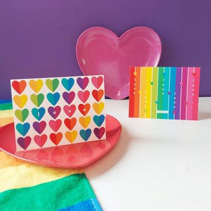 Rainbow Hearts Love Greeting Card | Rainbow Love Valentine's Day Card | Colorful Hearts Card | Love Rainbow Hearts Greeting Card