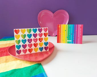 Rainbow Hearts Greeting Card: Colorful Love Valentine's Day Card