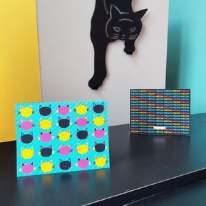 Cat Lover&#39;s Greeting Card | Cat Meow Card | Cat Heads Card | Cat Blank Notecard | Kitty Meow Card | Meow Greeting Card | Retro Cat Card
