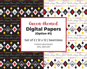 Queen Music Paper | Queen Band Paper | Concert Scrapbook Paper | Freddie Mercury Paper | Queen Seamless Digital Paper Option #1 of 2