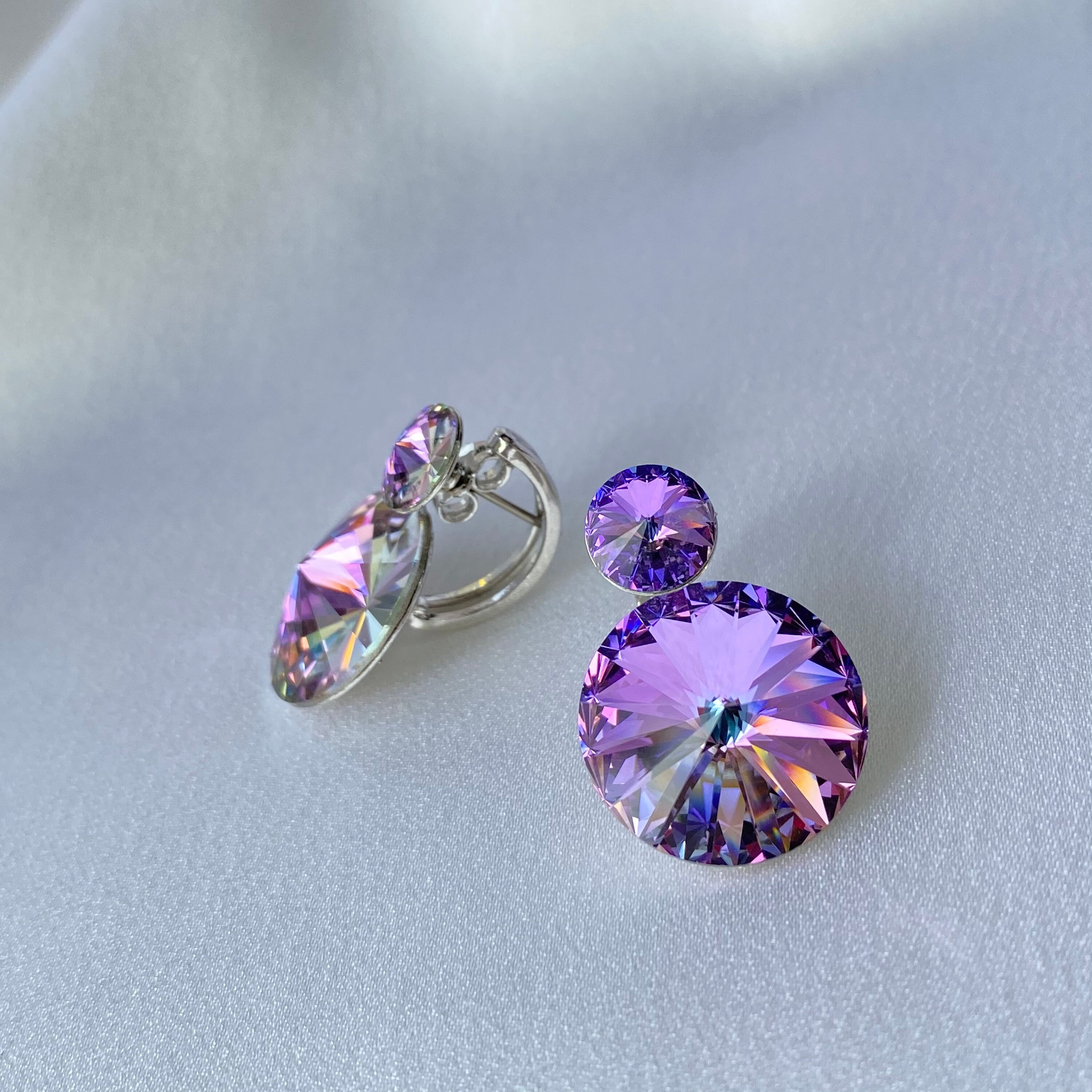 DIOR EARRINGS lilac earrings stud swarovski earrings Etsy