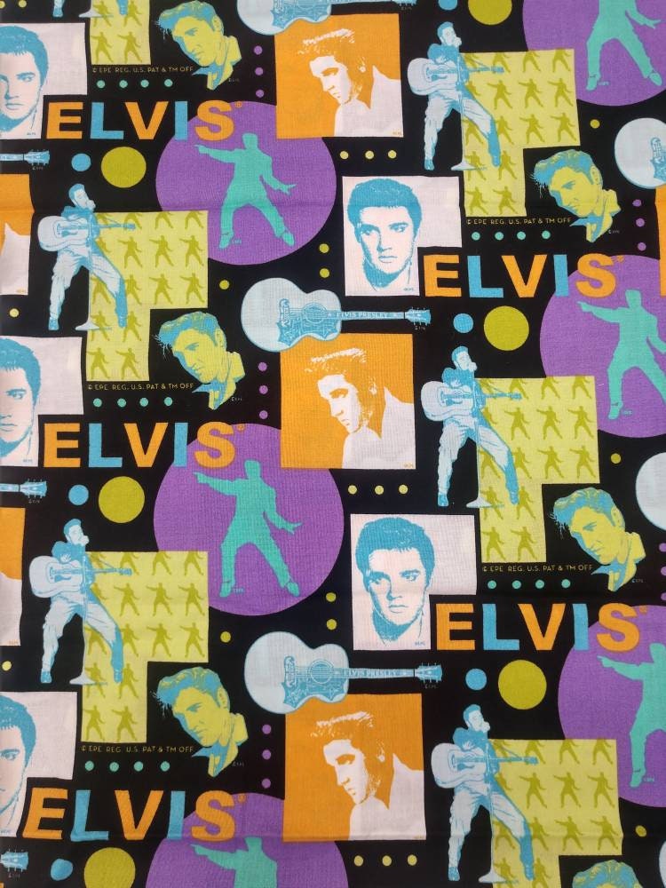 Elvis Fabric Rare Out of Print Sold by Half Yard Purple Etsy