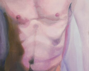 Oil Painting on Wood Panel - Man&#39;s Torso