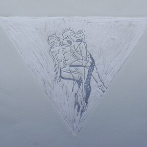 Impression en relief originale avec porcelaine collé, figures féminines