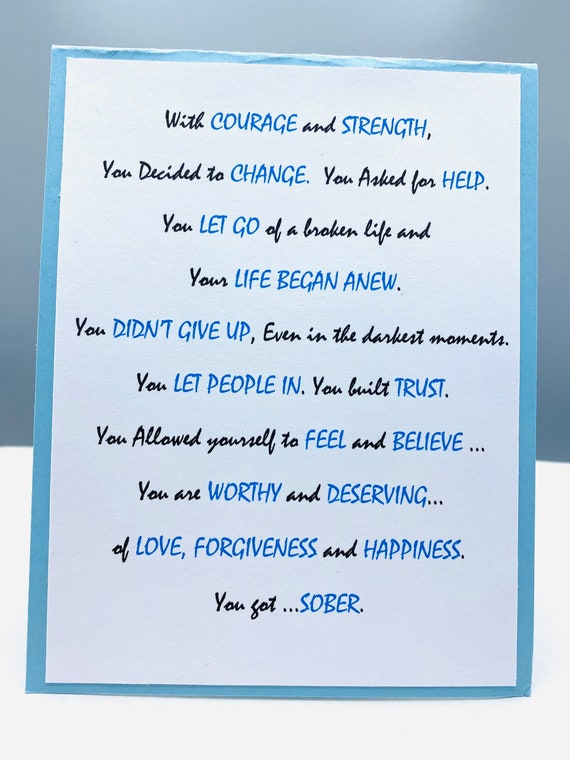 Sobriety Card Addiction Recovery Sober Birthday Sober | Etsy