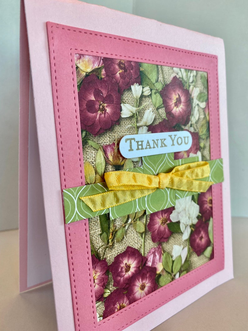 Carolescardshop Handmade greeting card Thank you stampin up pink floral