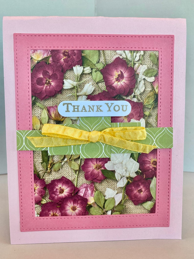 Carolescardshop Handmade greeting card Thank you stampin up pink floral