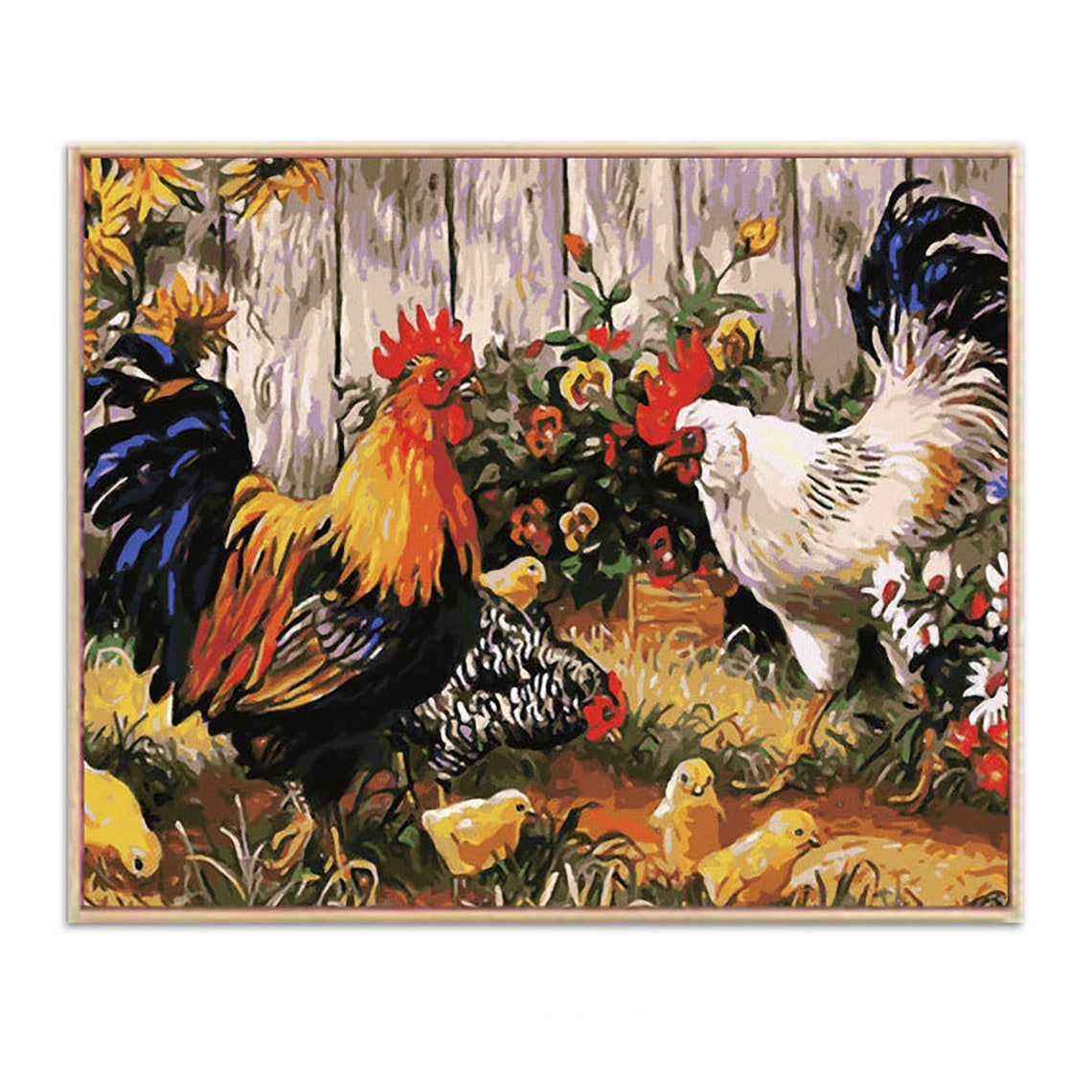Chicken Painting By Number Kits Peasant Chicken Foraging Oil Etsy