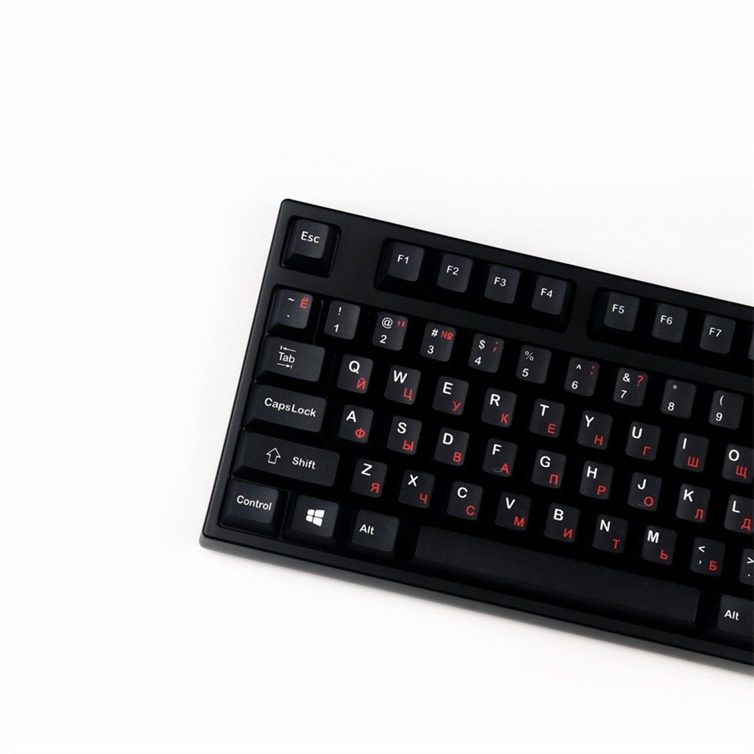 123 PCS Black Russian Keycaps Set, Minimalist Keycaps, Personalized Keycap, Keycap Decor,cherry