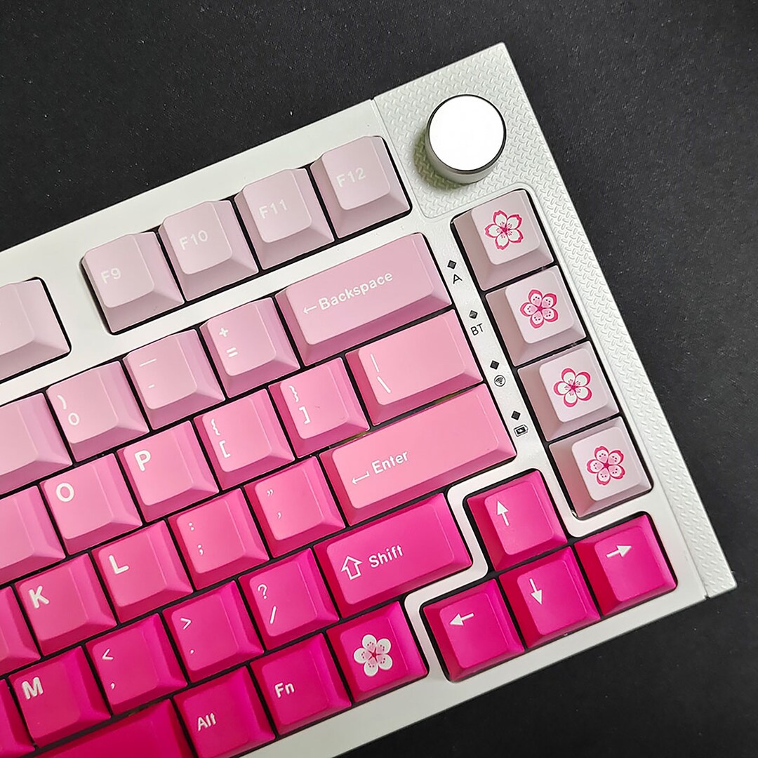 138PCS Peach Blossom Theme Keycap ,pink Gradient Keycap, Cute Girl