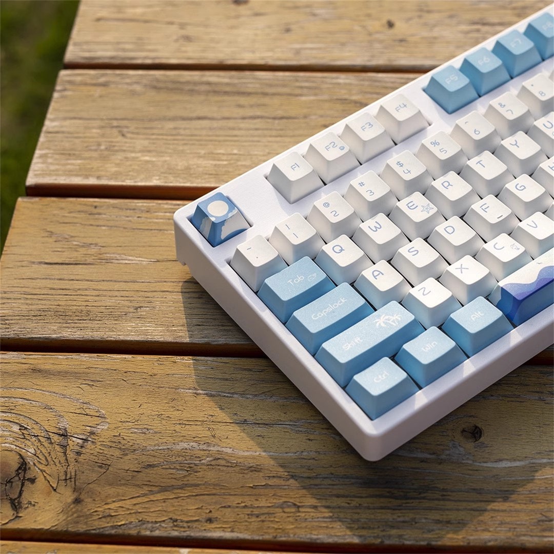 135pcs, Whale Teen Theme Keycap Set, Blue and White Keycaps Set, Cherry