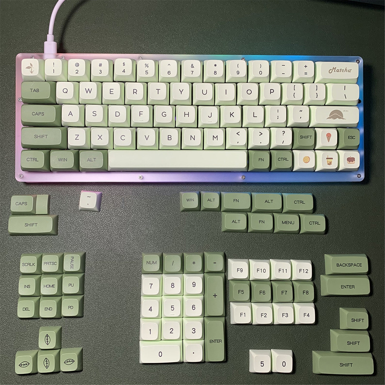 120pcs Matcha Green Color Theme Keycap SetKawaii KeycapPBT Etsy