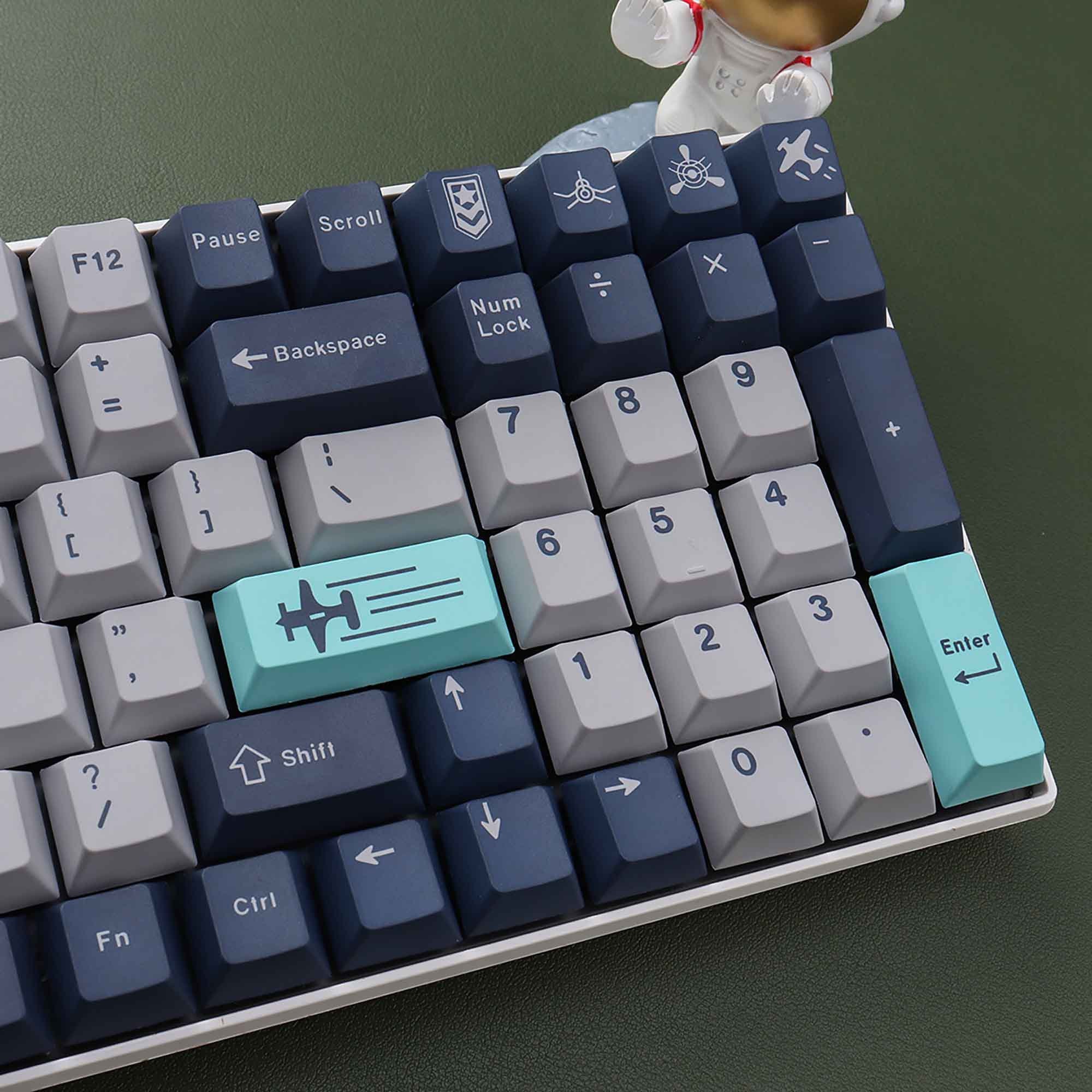 129pcs GMK Pacific Themed Keycaps Set, Blue Grey Keycaps, PBT Keycap, Cherry Profile Keycap