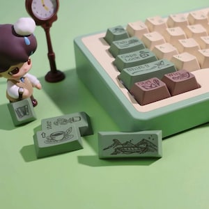 151PCS Old Time Theme Keycap Set,vintage Brown Green Keycap Set,pbt ...