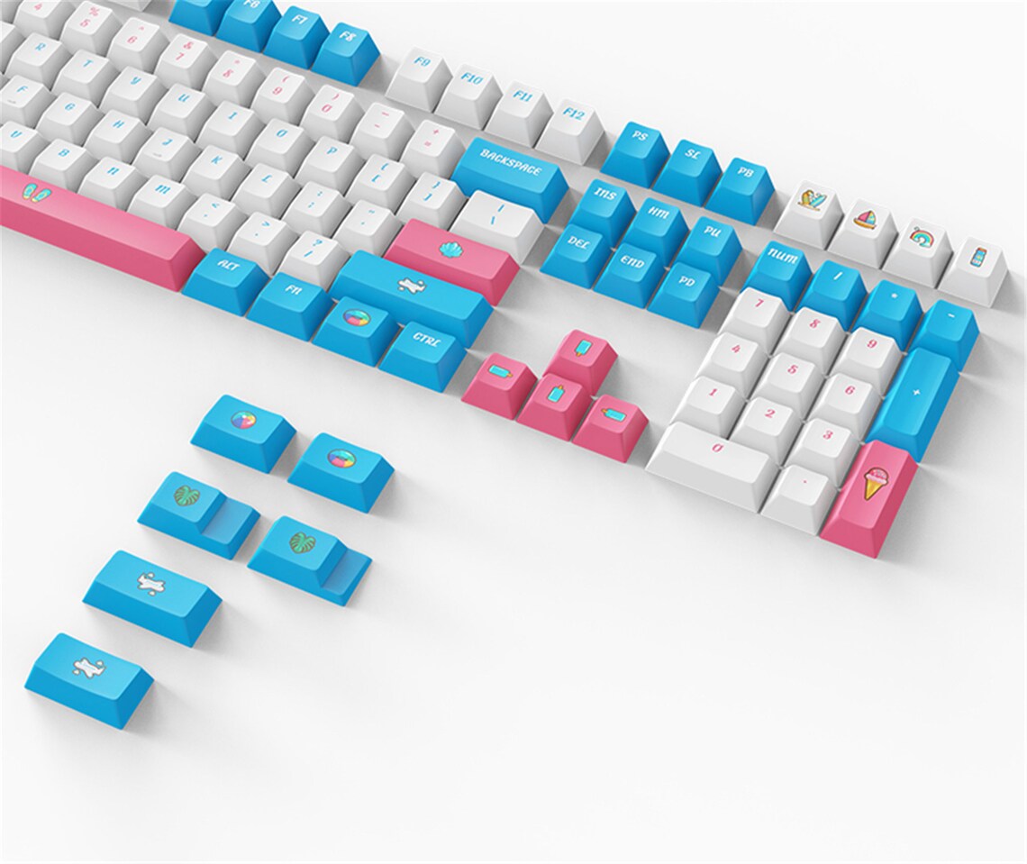 128pcs Kawaii Ice Cream Keycaps SetSummer Theme Keycap Etsy