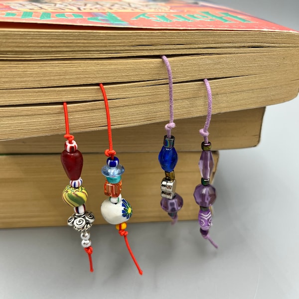 String bookmark, Beaded bookmark, cord bookmark, Book marks, Book markers, Book thongs