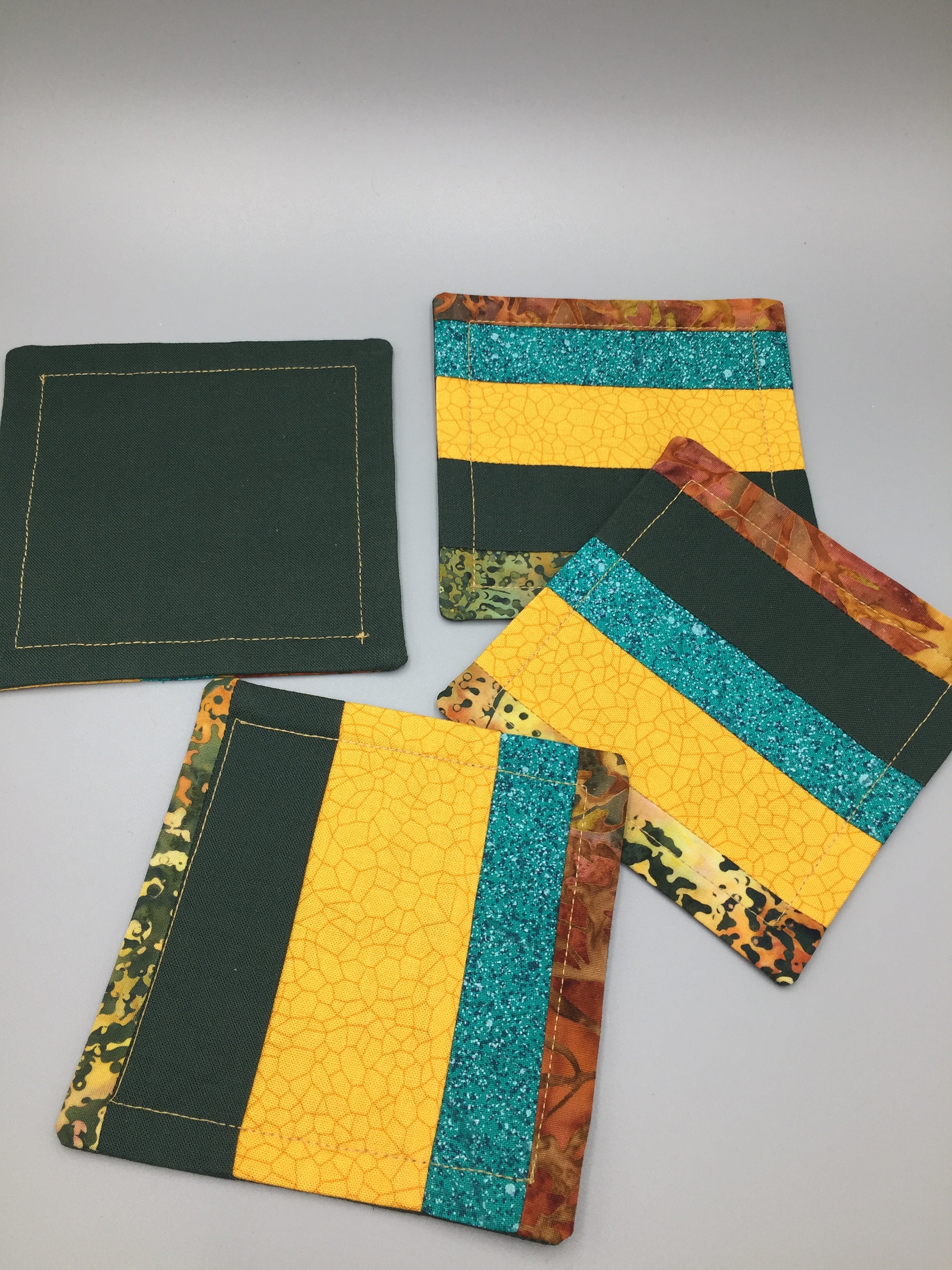 Set of 4 Fabric coasters Origami folded fabric coasters Etsy