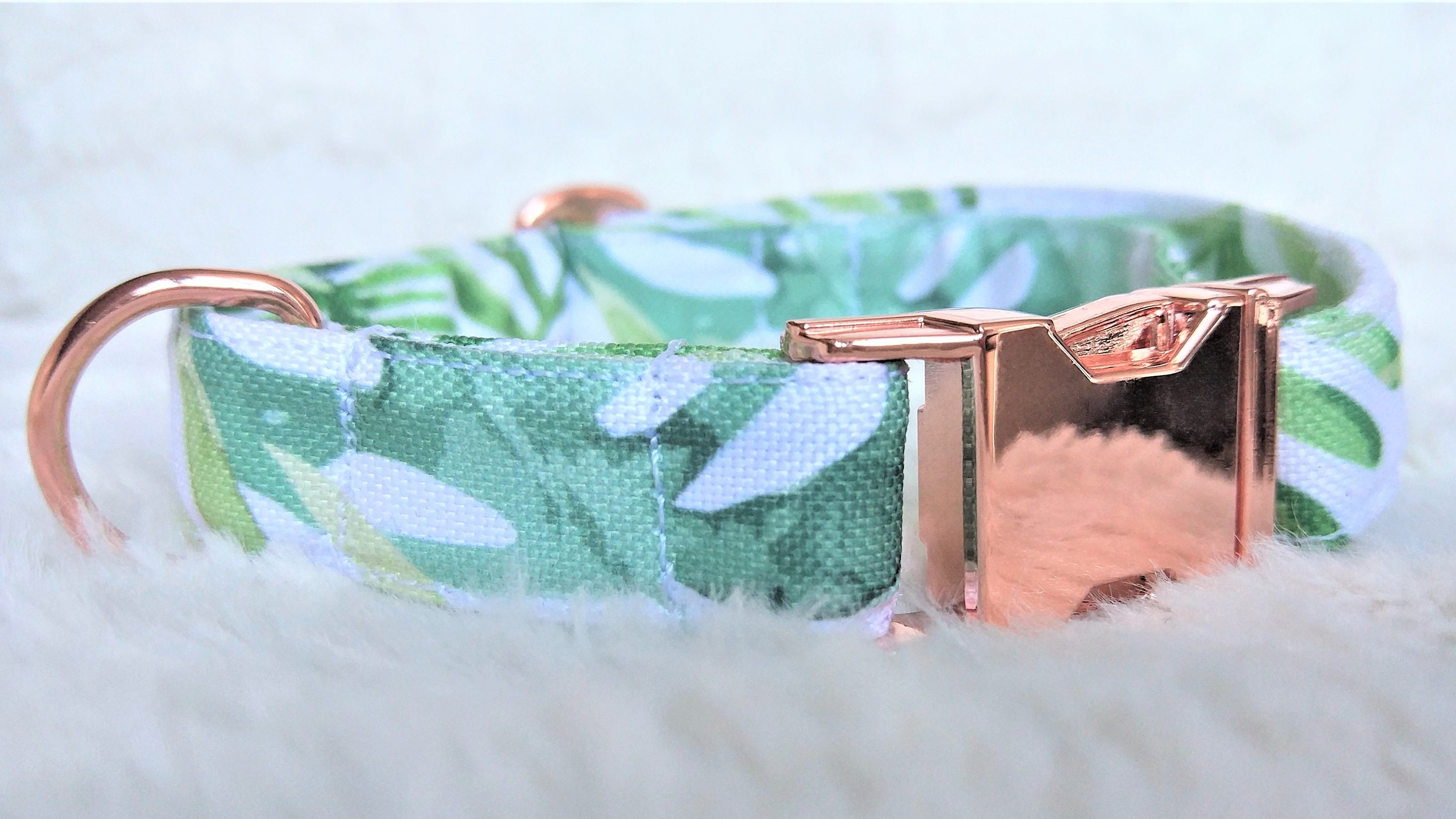 Hund Kragen Monstera wasserdichtStoff Rose Gold Metall Etsy