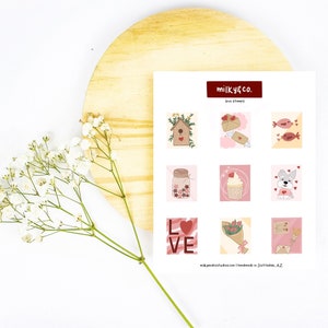 Love Stamps Sticker Sheet, Stamp Stickers, Valentines Day, Self Love Stickers, Cute Stickers, Valentines Day Stickers, Love Stickers