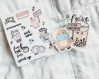 Stop AAPI Hate Sticker Bundle, Aufkleber für einen Zweck, Alle Erlöse an stopaapihate.org