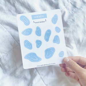 Acid Smilies Sticker Sheets, Smiley Face Stickers, Cute Smile Face Stickers, Acid Smiley Face Sticker Sheet