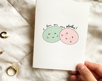 I Love You So Mochi Greeting Card, Cute Asian Food Pun Greeting Card, Asian Food Pun Card, Food Pun Card