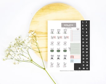 Plan With Milky | Hobonichi Cousin, Bullet Journal Sticker Sheet