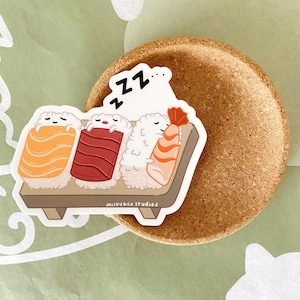 Sleeping Sushi Waterproof Vinyl Sticker