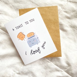A Toast to You, I Loaf You Greeting Card, Cute Asian Food Pun Greeting Card, Asian Food Pun Card, Food Pun Card, Mother&#39;s Day Card