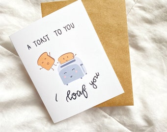 A Toast to You, I Loaf You Greeting Card, Cute Asian Food Pun Greeting Card, Asian Food Pun Card, Food Pun Card, Mother's Day Card