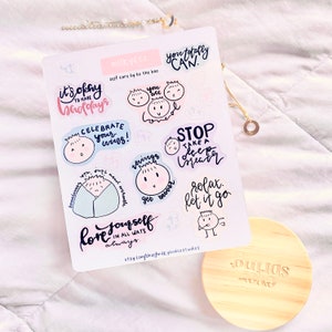 Bo de Bao Self Care Sticker Sheet, Self Care Stickers, Aanmoediging Stickers, Geestelijke Gezondheid Stickers