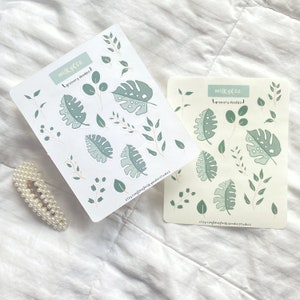 Greenery Doodles Hoja de pegatinas, Hoja de pegatinas de la planta, pegatinas para los amantes de la planta, pegatinas para el diario, pegatinas del diario de bala