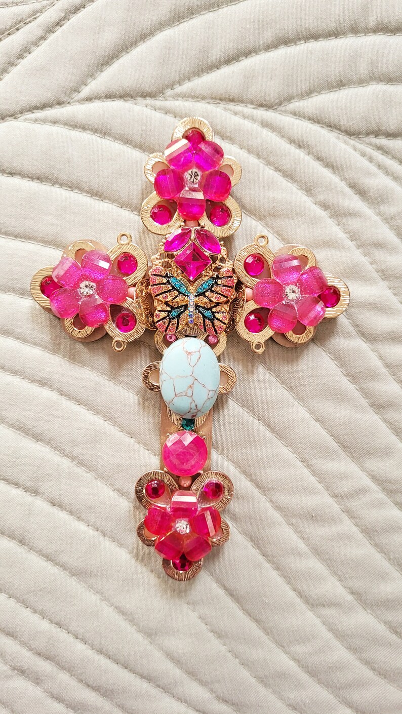 Handmade Butterfly Cross Rosy Pink Wall Cross. Hanging Etsy