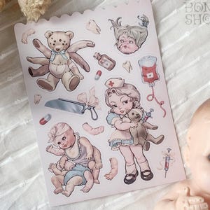 Enfermeira de Brinquedo | Adesivos de Vinil Assustadores e Fofos