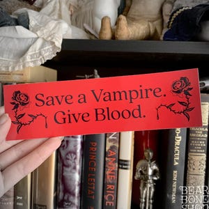 Save a Vampire Bumper Sticker | Weatherproof Goth Car Decal image 1