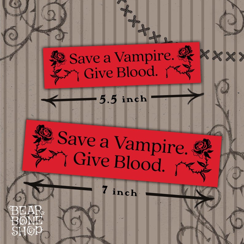 Save a Vampire Bumper Sticker | Weatherproof Goth Car Decal image 2