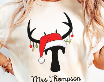 Custom Christmas Teacher Shirt Comfort Colors Teacher Name Shirt Gift for Teacher Elementary School Teacher Team Gift from Student Holiday