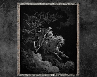 Death On The Pale Horse Woven Blanket, Gustave Dore Blanket