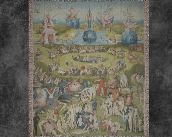 Jordens fröjder – vävd konstfilt: Hieronymus Bosch-gobeläng
