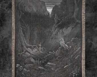 Gustave Dore The Lion From The Divine Comedy Woven Blanket